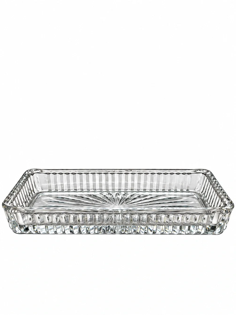 Vintage Pressed Glass Tray Mid-Century Starburst Jewelry Trinket Dish